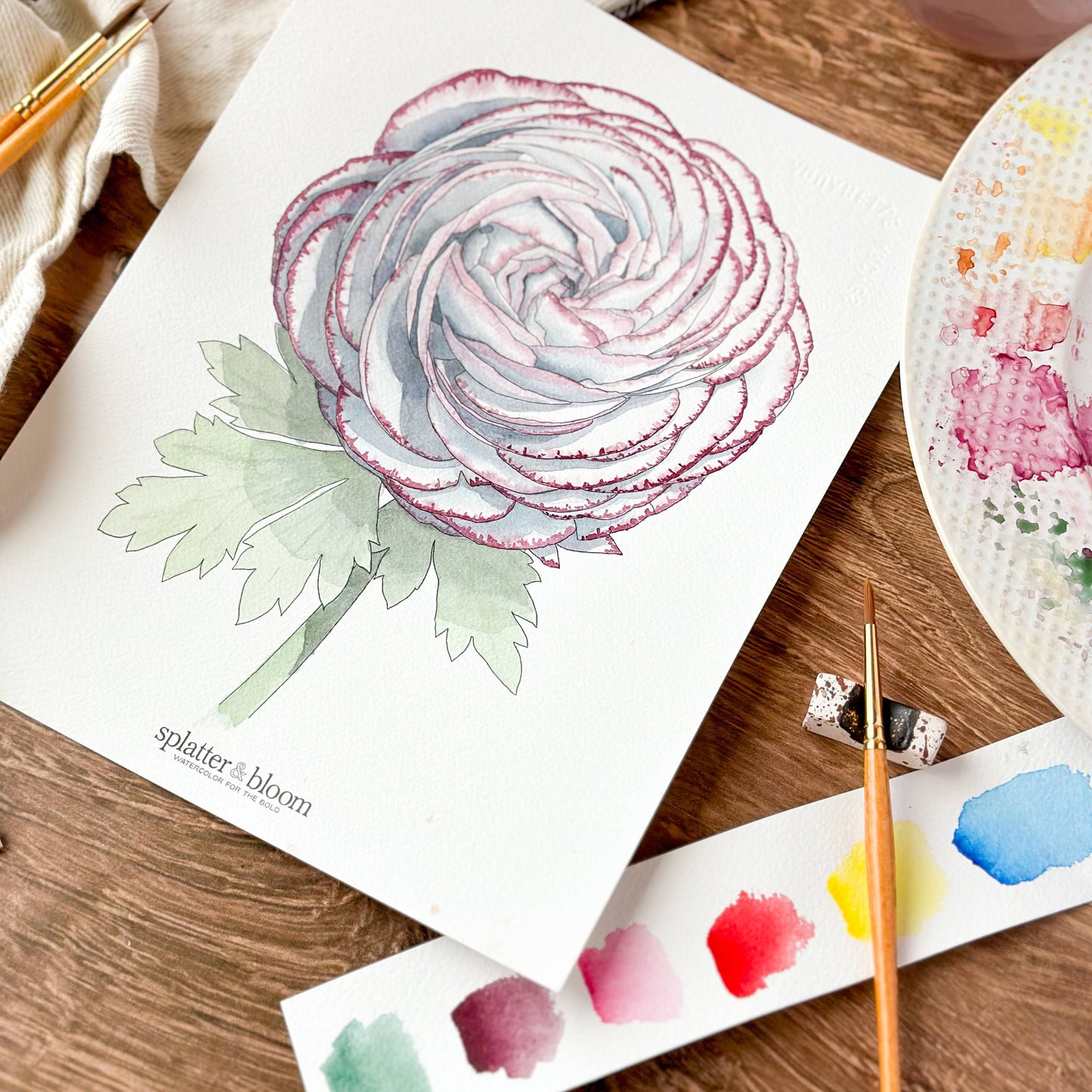 Watercolor Painting Kit, Spring Florals , Beginner Skill