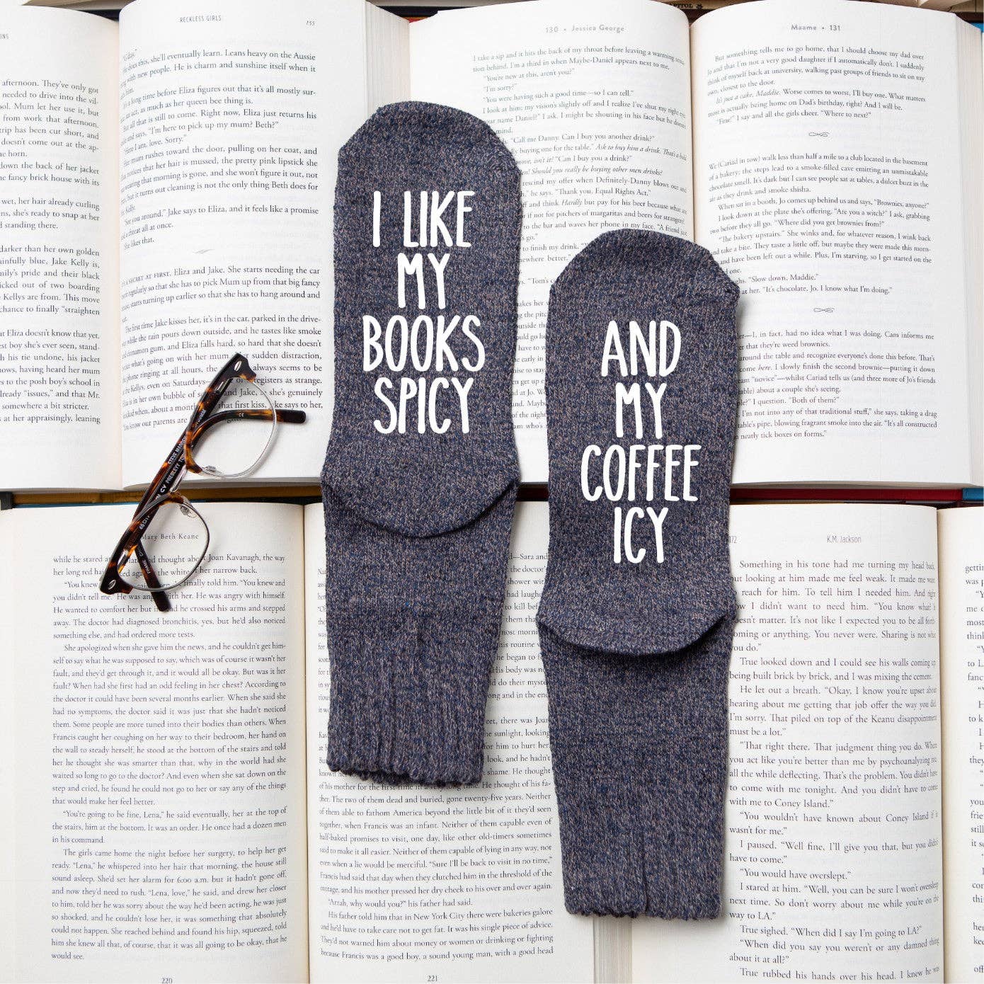 I Like My Books Spicy And My Coffee Icy" Women's Socks