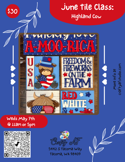 Monthly Squares - Americana Highland Cow
