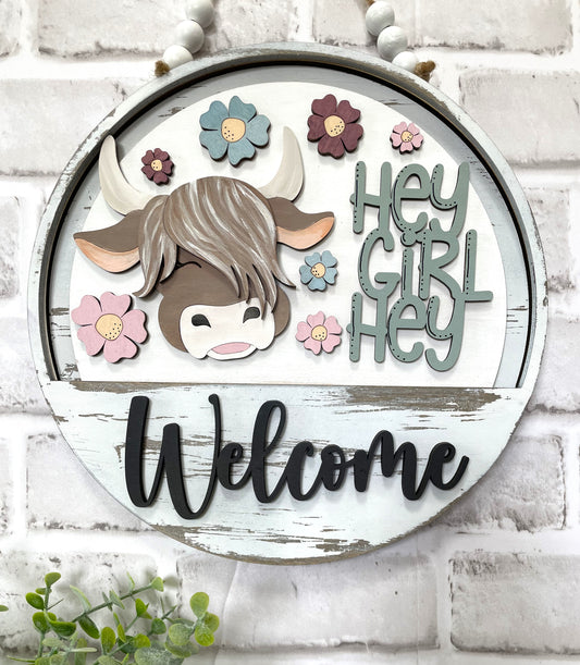 Hey Girl Hey Seasonal Insert for Interchangeable rounds or Crate - Ready to Paint