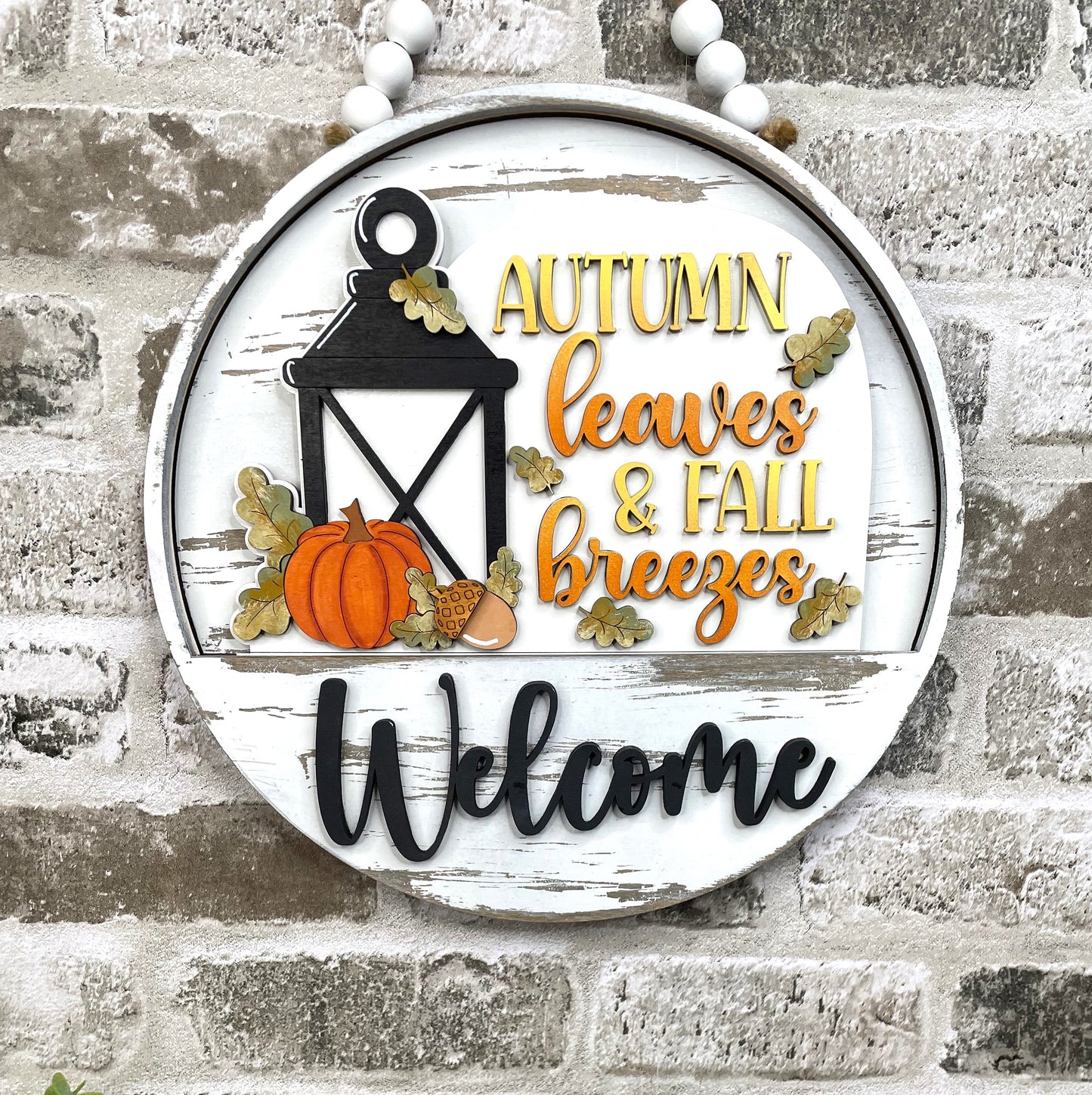 Fall Lantern Seasonal Insert for Interchangeable rounds or Crate