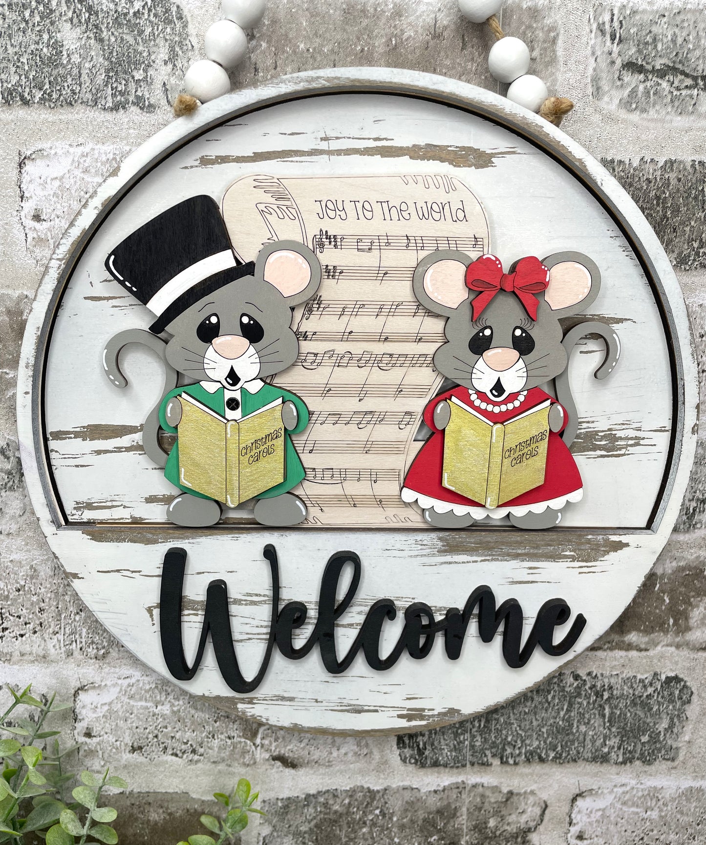 Christmas Choir Mice Seasonal Insert for Interchangeable rounds or Crate - Ready to Paint