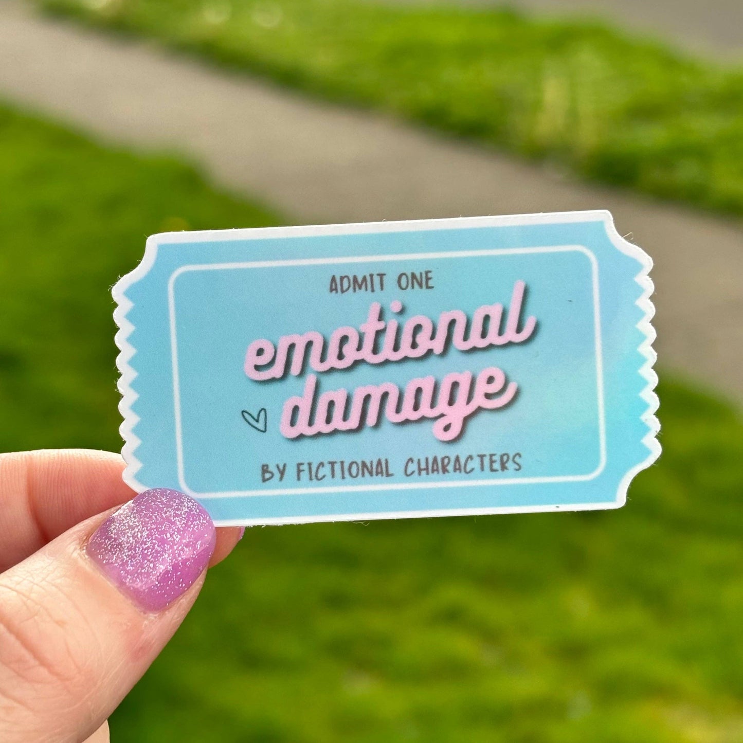 Emotional Damage by Fictional Characters Ticket Sticker