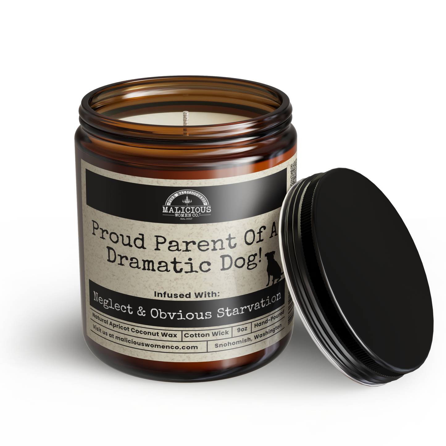 Proud Parent Dramatic Dog 9oz Candle Malicious Women Co