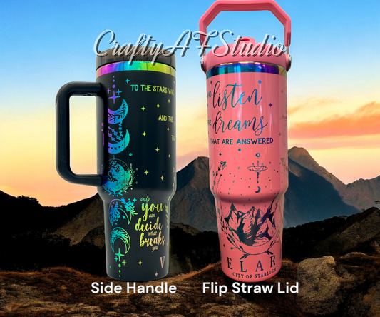 30oz Acotar Velaris City of Starlight Engraved Tumbler with Handle Romantasy