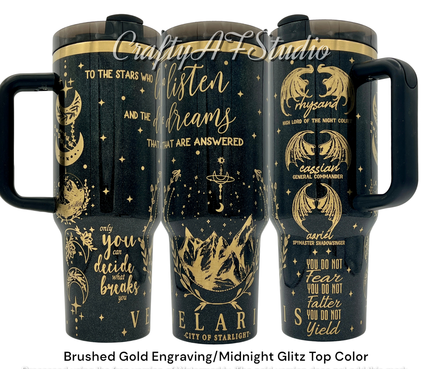 40oz Acotar Velaris City of Starlight Engraved Tumbler with Handle