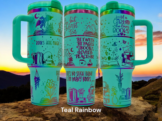 40oz Books are Magic laser engraved tumbler Fantasy Romance romantasy All Ages
