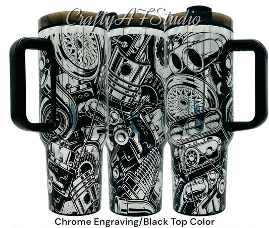 40oz Car Tuner mechanic enthusiast themed laser engraved tumbler