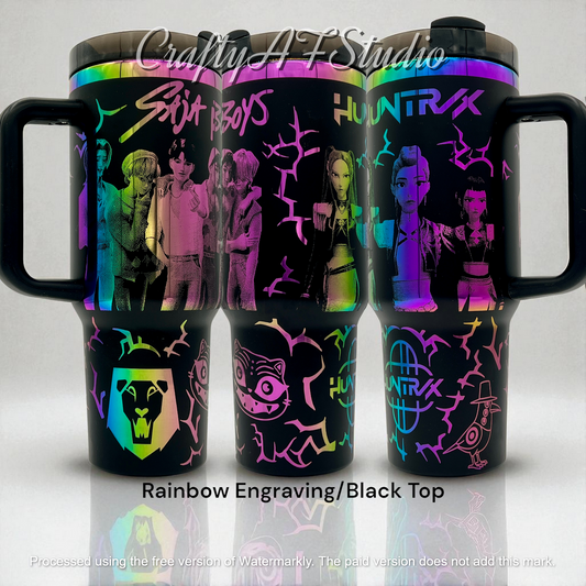 40oz K Pop Demon Hunters Laser Engraved tumbler | Huntrix | Saja Boys