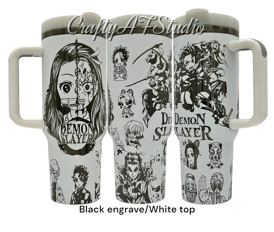 40oz Demon Slayer Anime Series themed Laser Engraved Tumbler.