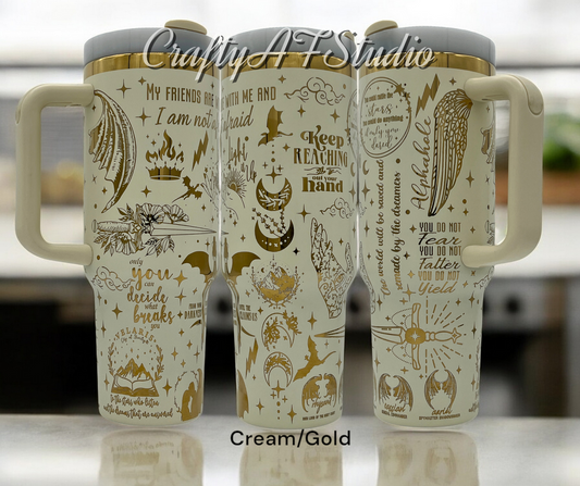 40oz MaasVerse, Curse free, Actoar, TOG, Crescent City, Fae World Laser Engraved Tumbler SJMVerse Romantasy