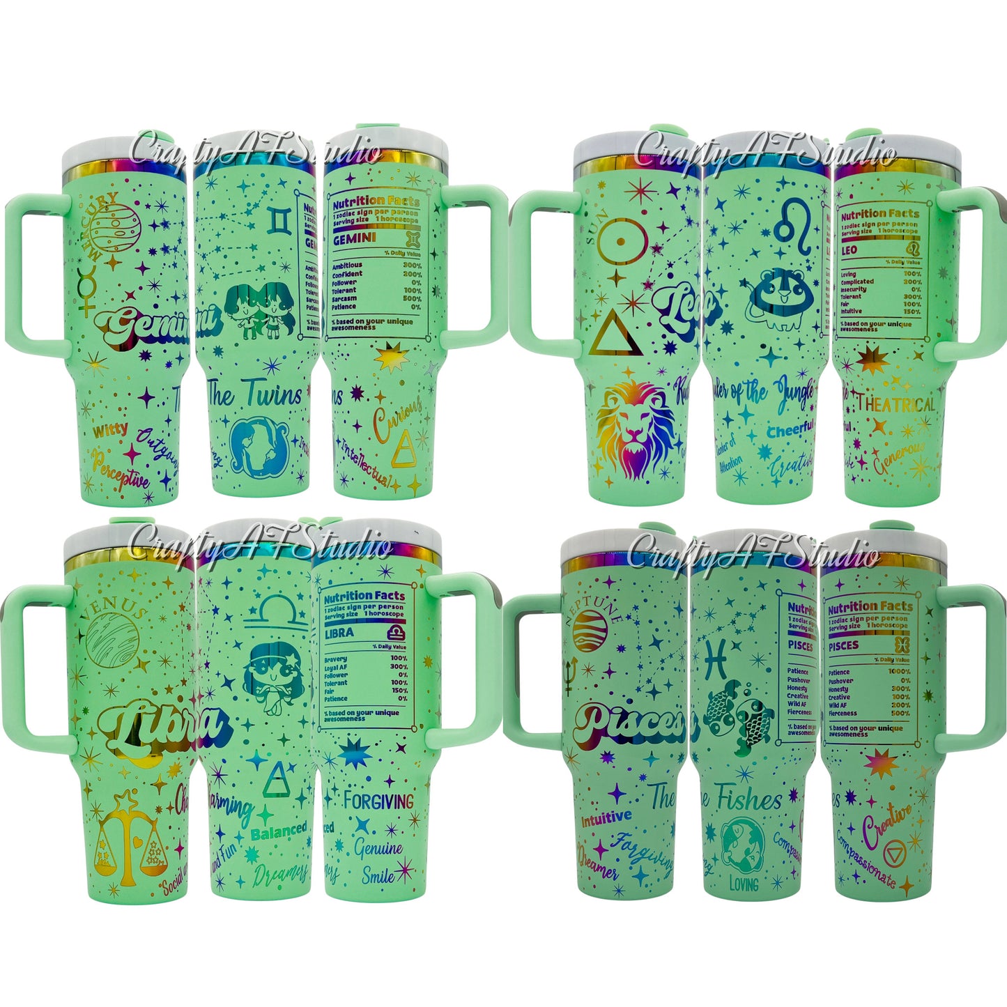 Complete Zodiac Astrological signs series SVG for 40oz tumblers - Digital Files Svg - Entire Series