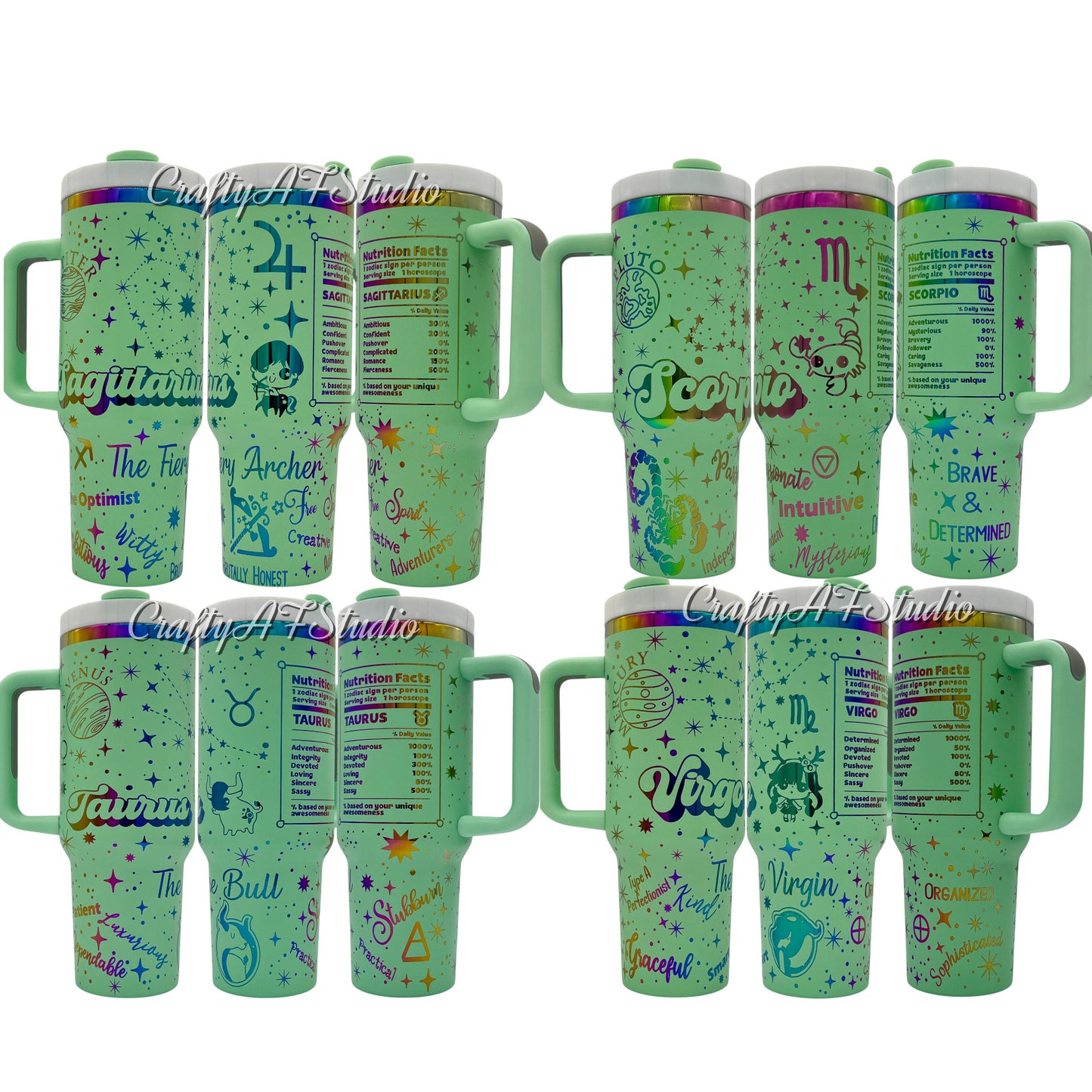 Complete Zodiac Astrological signs series SVG for 40oz tumblers - Digital Files Svg - Entire Series