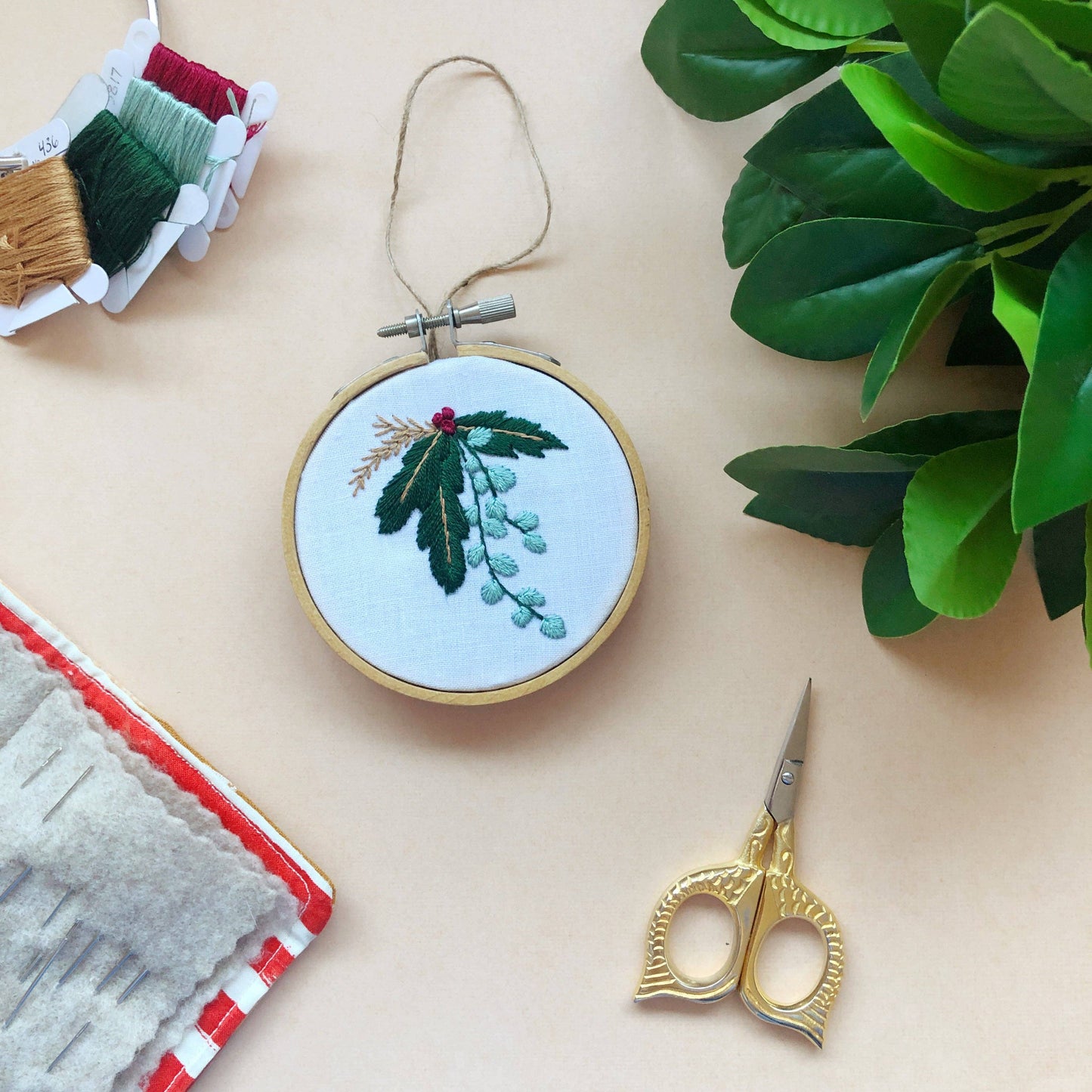 Winter Botanicals Ornament- DIY Beginner Hand Embroidery Craft Kit