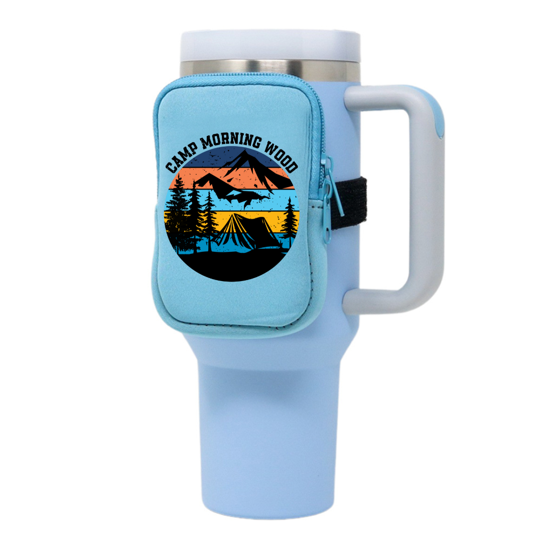 Camping Neoprene Tumbler Bag | Camp Morning Wood