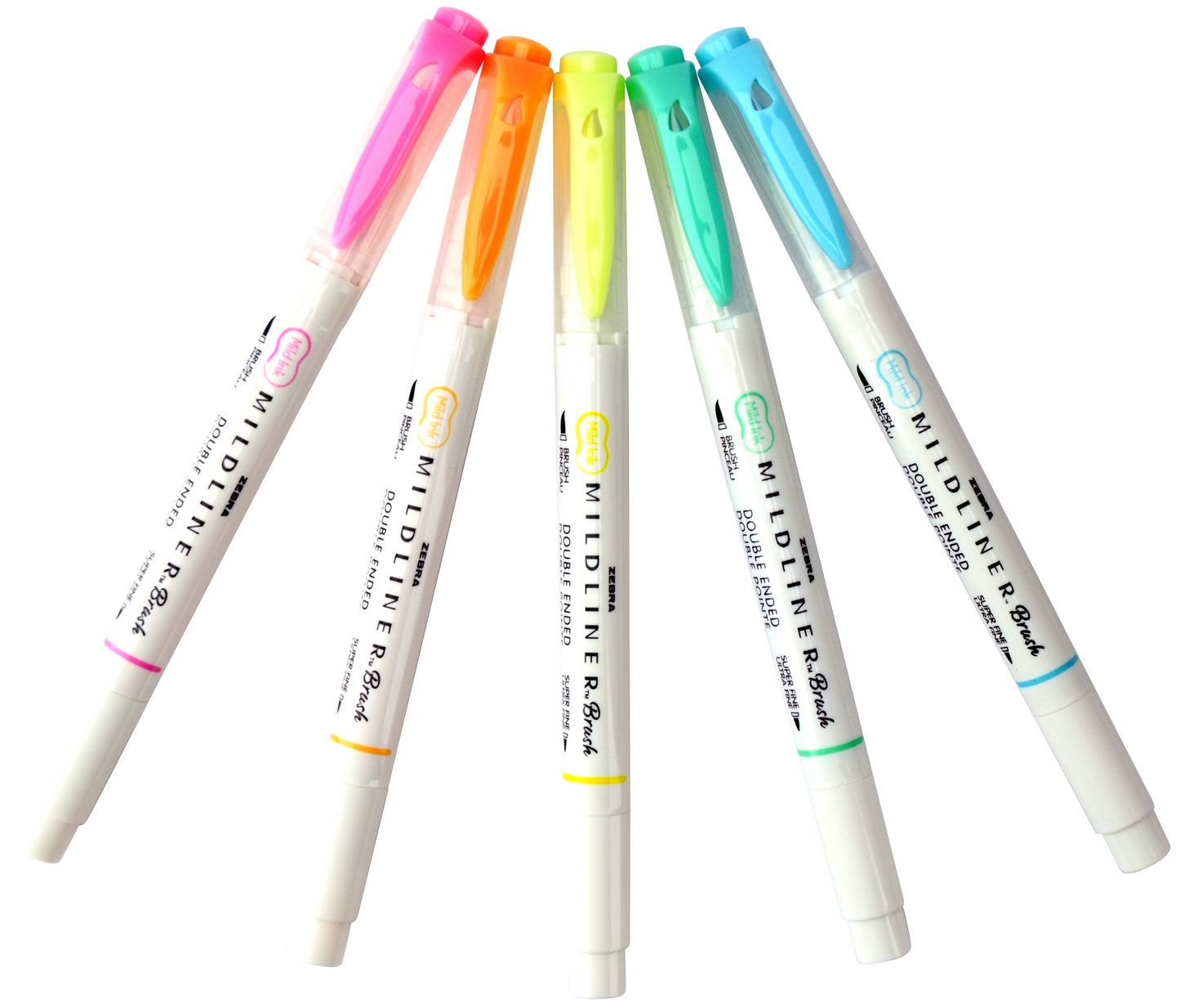 Zebra Mildliner Double Ended Brush Pen & Marker 5/Pkg