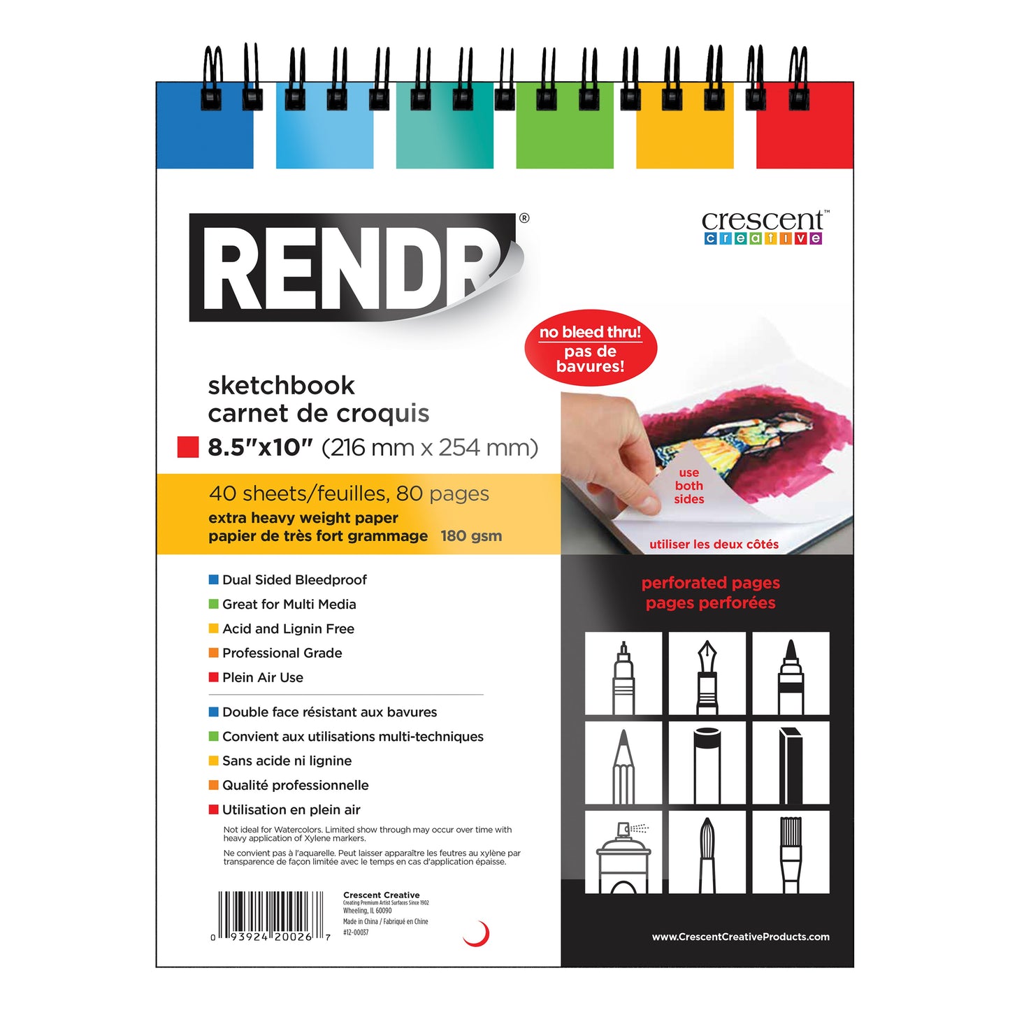 Rendr No Show Thru Wire Bound Perforated Sketchbook