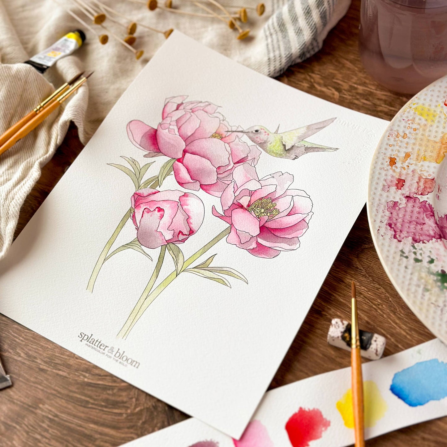 Watercolor Painting Kit, Spring Florals , Beginner Skill