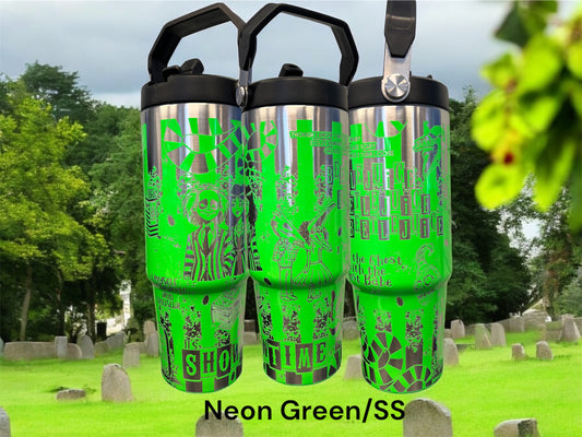 Beetlejuice Showtime engraved tumbler 30oz Flip Straw