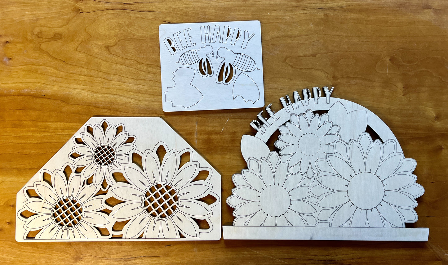 Bee Happy Interchangeable Insert - 15 and 18 inch sizes - Baltic Birch Plywood - Read to paint