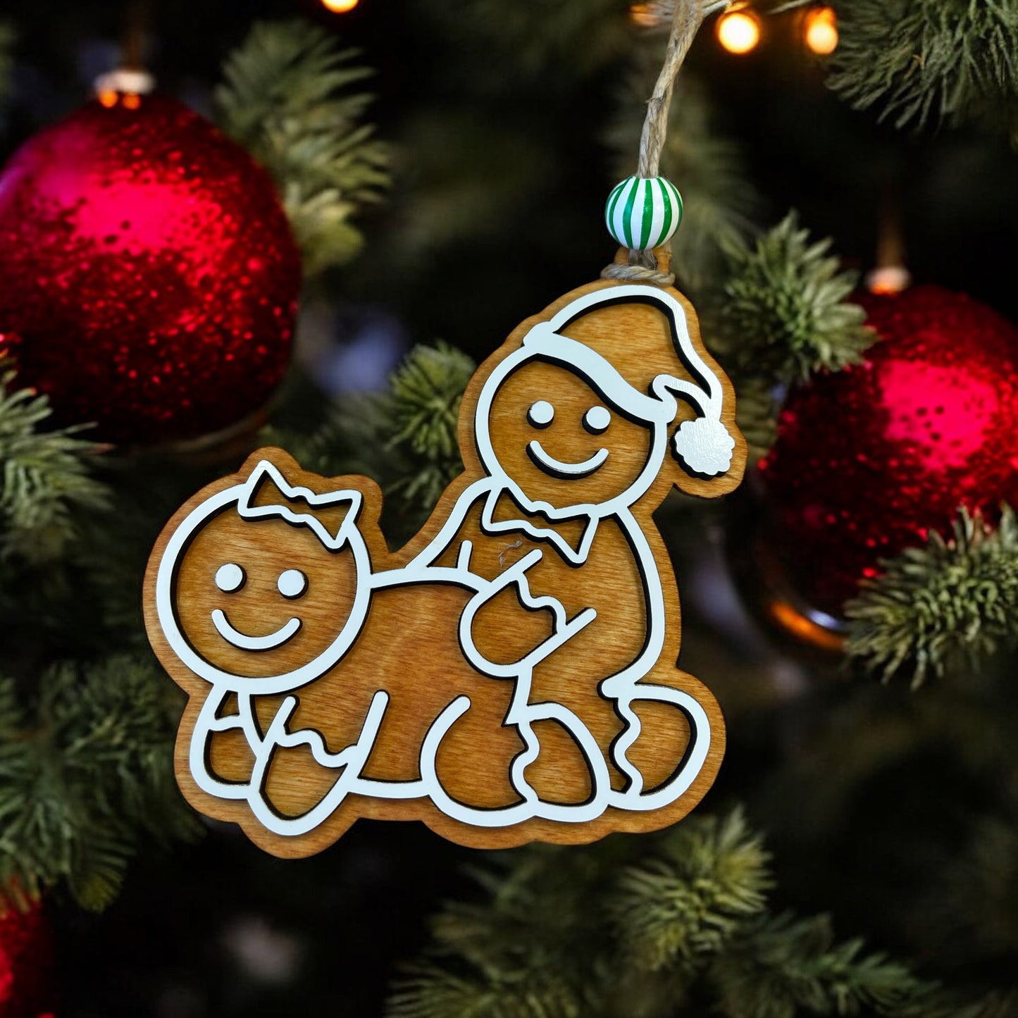 Doggy Style Gingerbread Ornament with Santa Hat - Finished