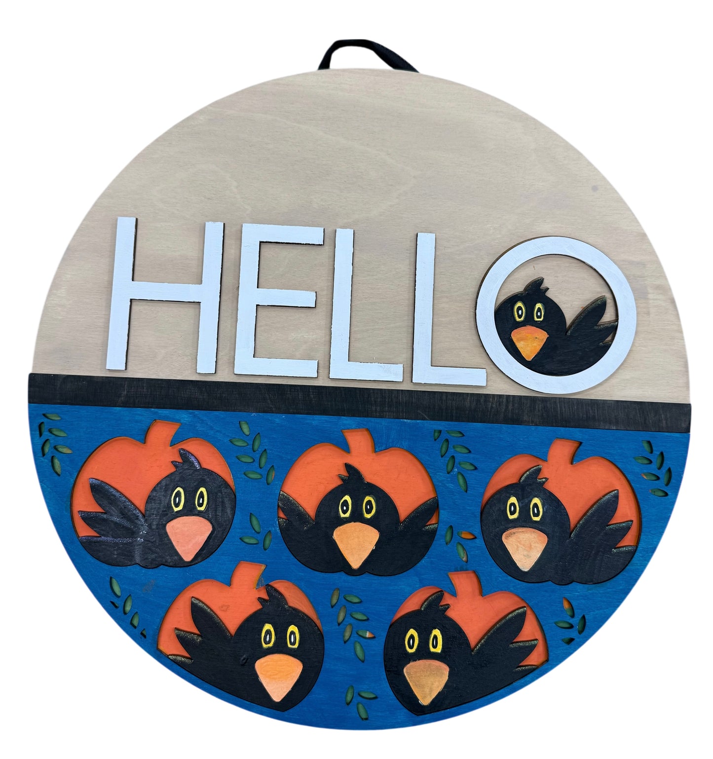Hello Crows- Round Sign