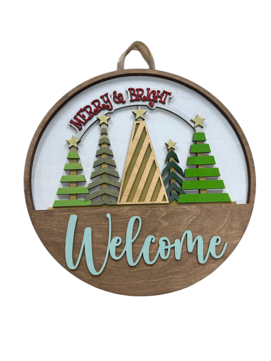 Merry & Bright Christmas Seasonal Insert for Interchangeable rounds or Crate