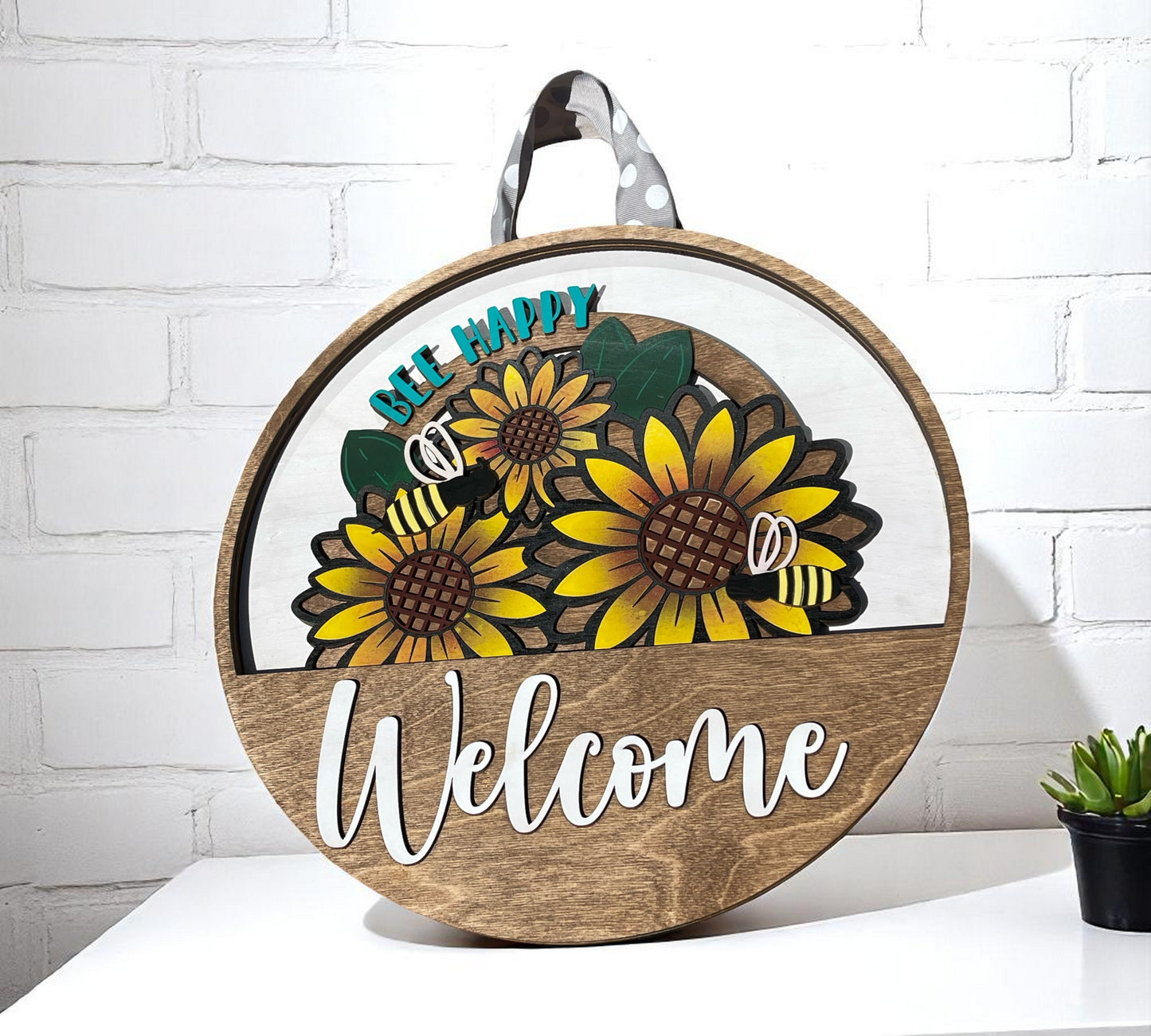Bee Happy Flowers Spring Seasonal Interchangeable Door Hanger Insert