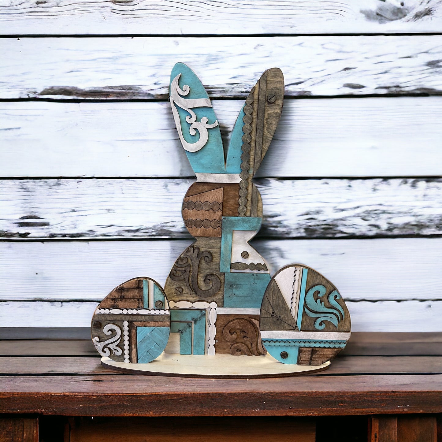 3 Piece Rustic Bunny and Eggs