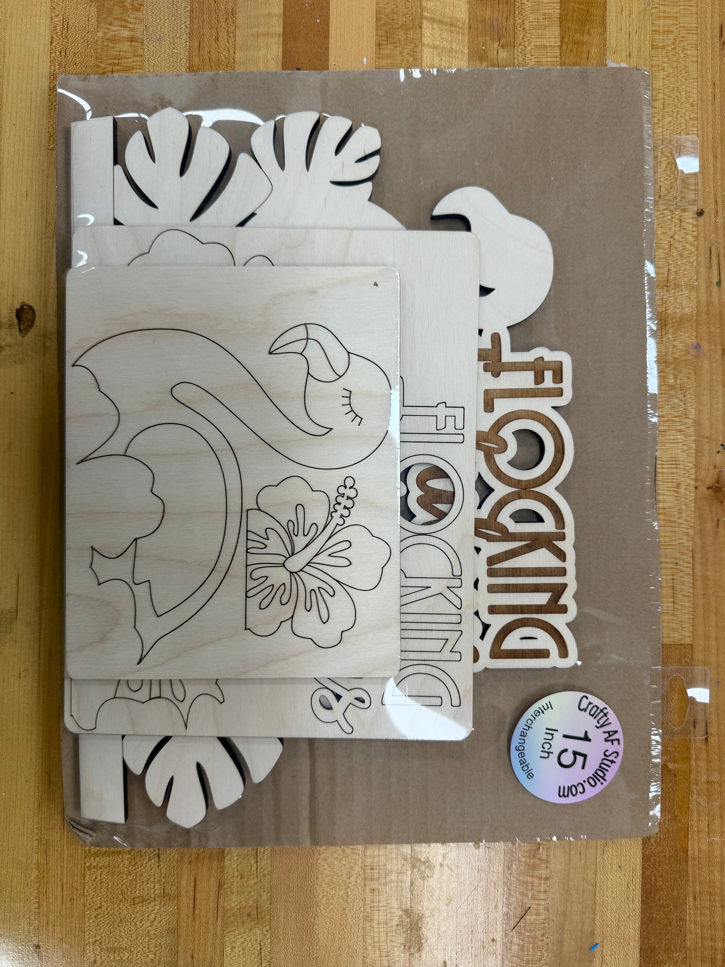 Flocking Fabulous Flamingo Seasonal Insert for Interchangeable rounds or Crate