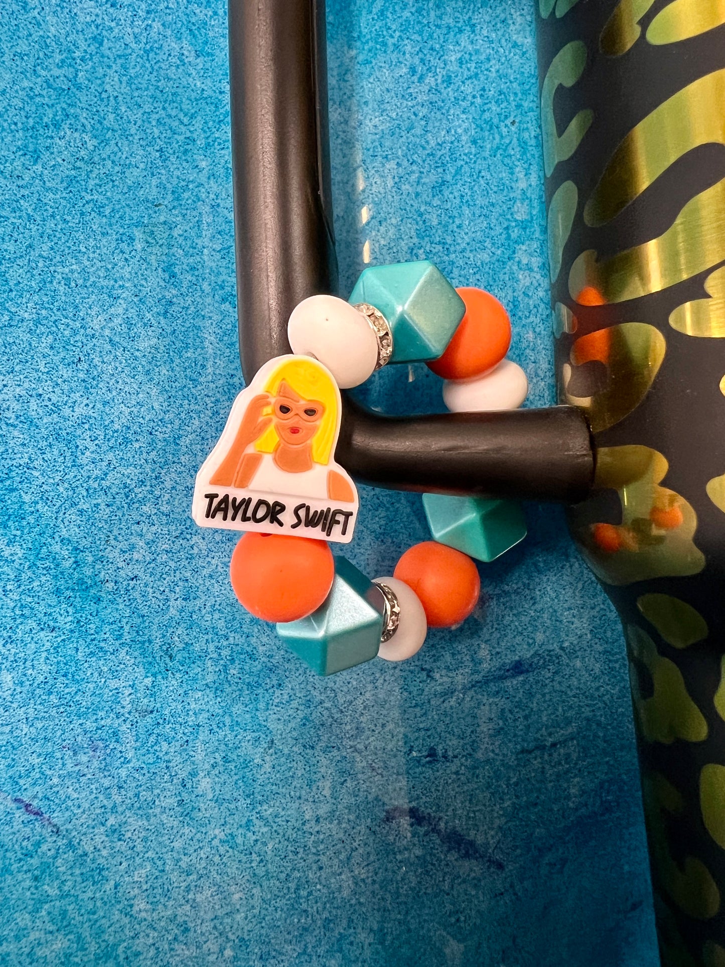 TCR - Taylor Swift Teal/Orange Tumbler Charm ring