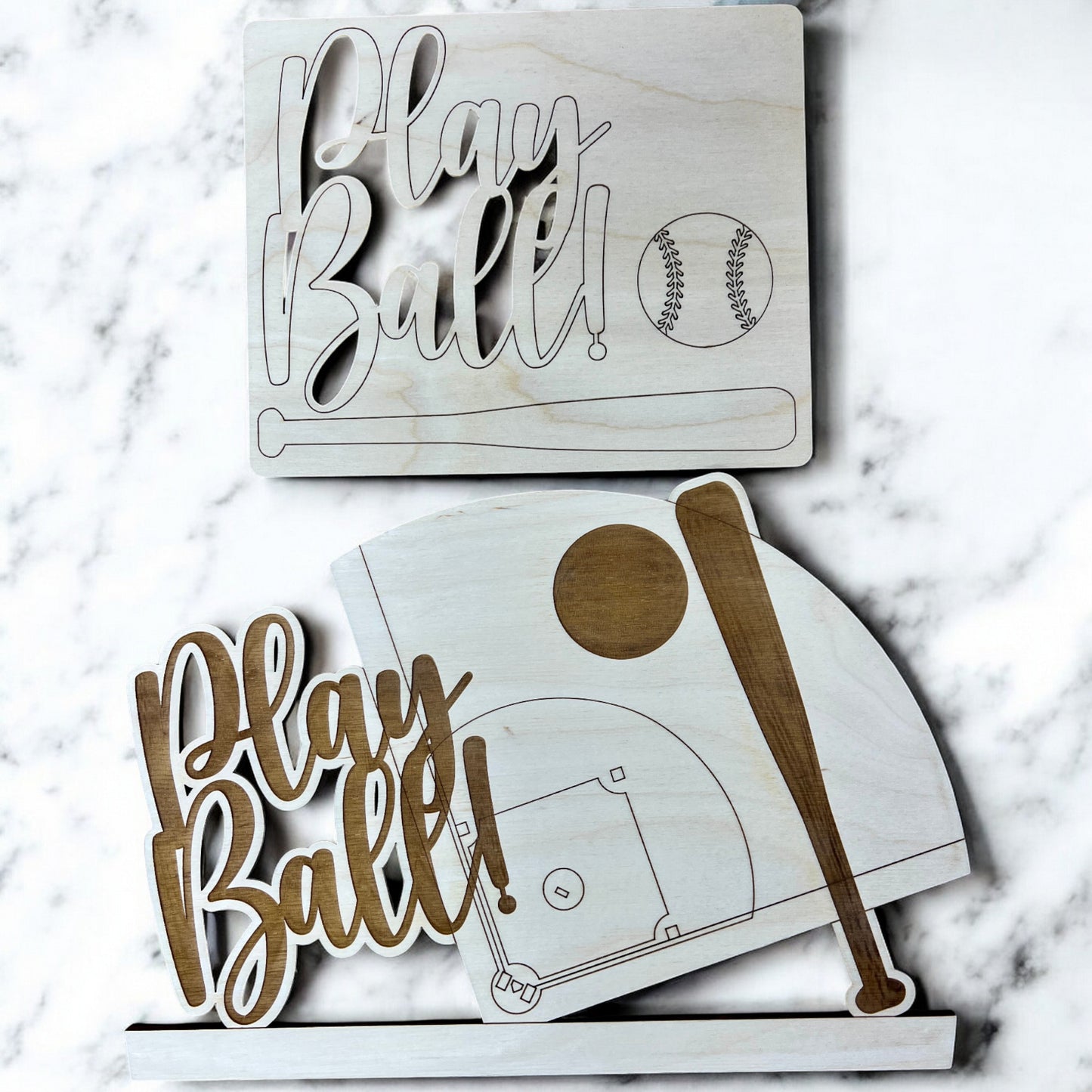 Baseball - Play Ball - Seasonal Insert for Interchangeable rounds or Crate - Ready to Paint