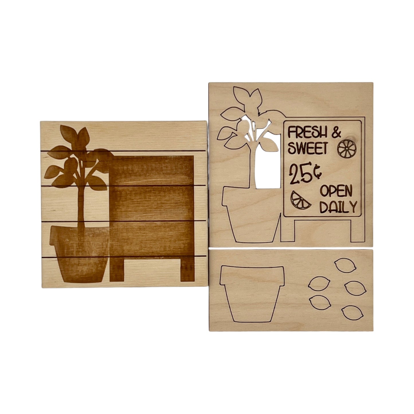 Lemon Time Collection Interchangeable Squares/Tiles - Ready to Paint