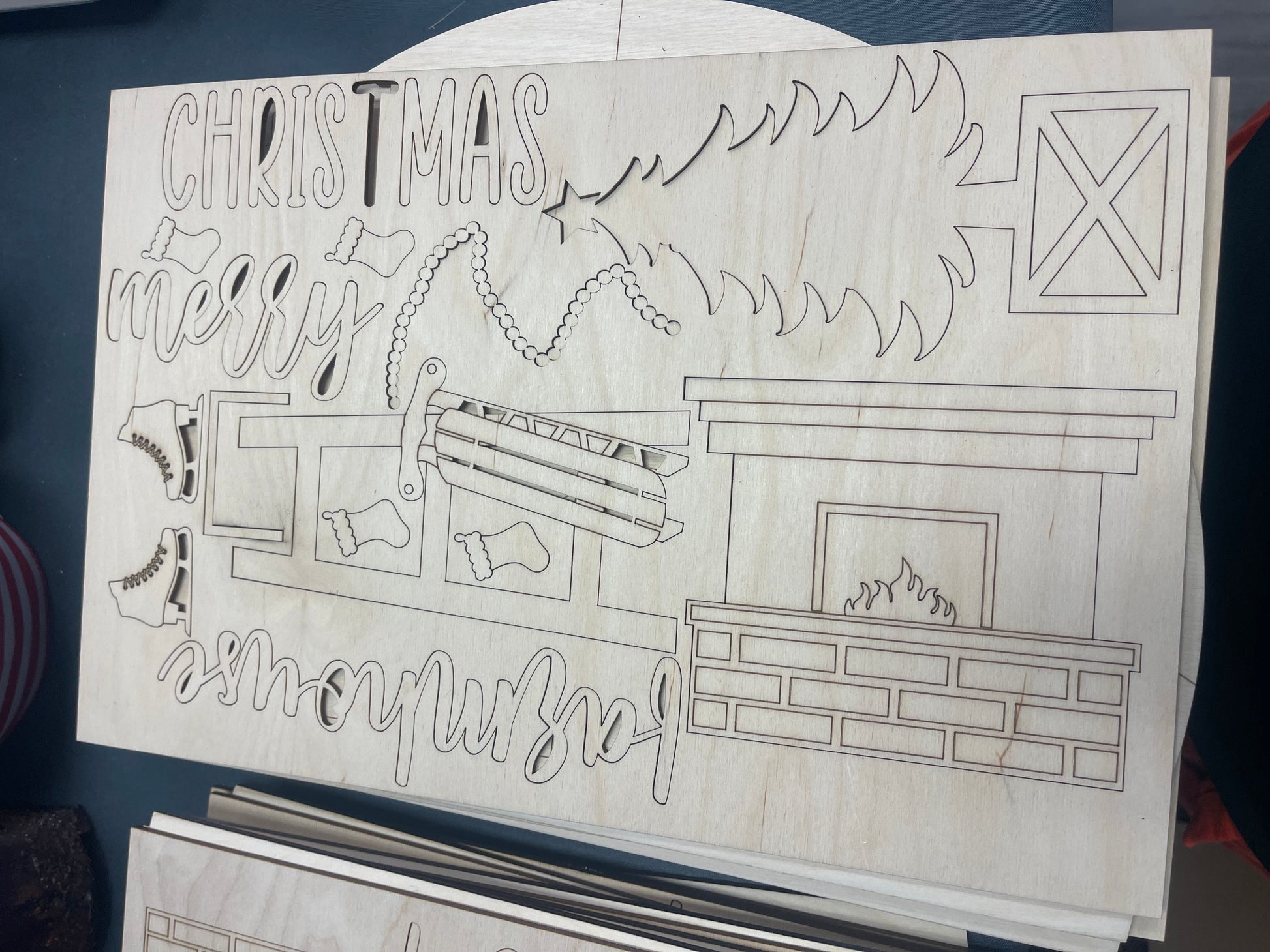Merry Christmas Fireplace insert - Ready to Paint