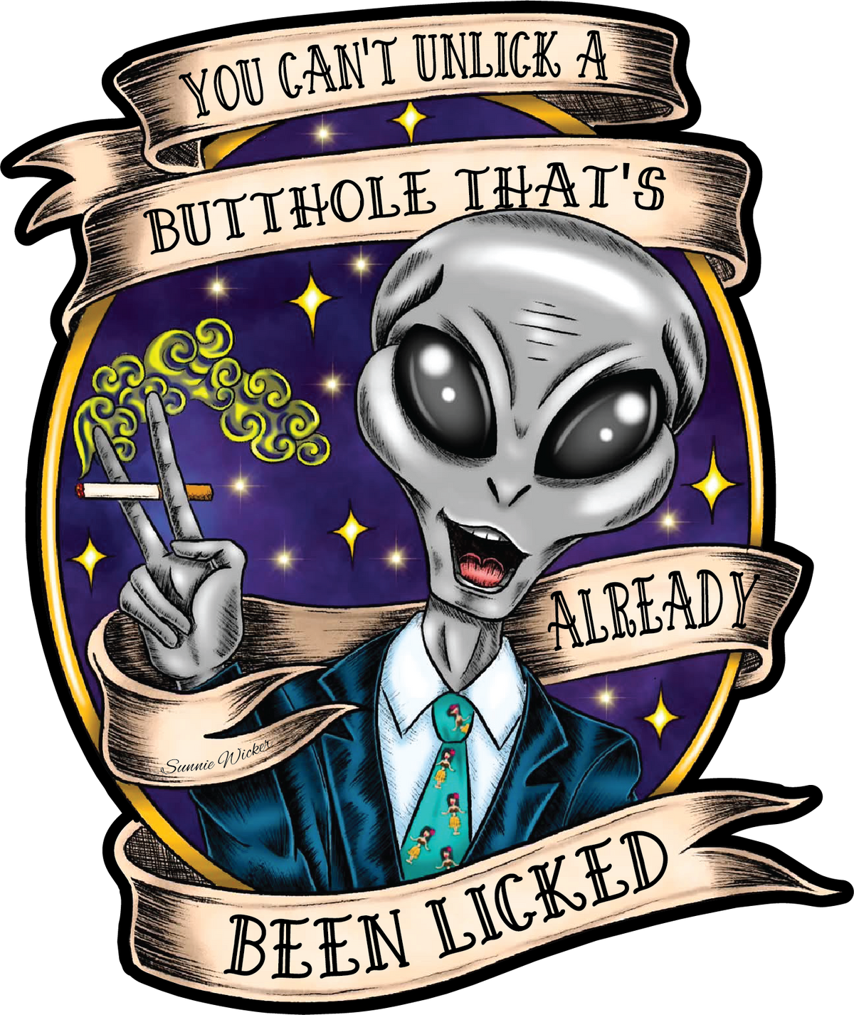 Quasar Licked Butthole 4" Vinyl Sticker