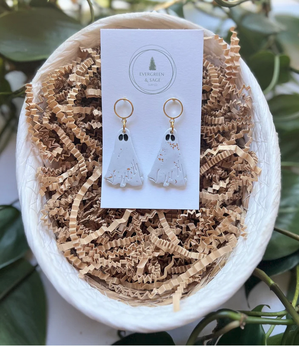 Spooky Ghost Sheet Dangle Earrings - Unique Halloween Jewelry Accessory