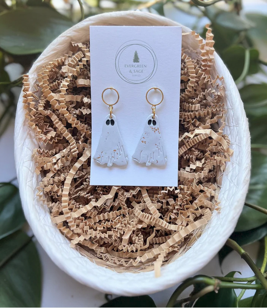 Spooky Ghost Sheet Dangle Earrings - Unique Halloween Jewelry Accessory