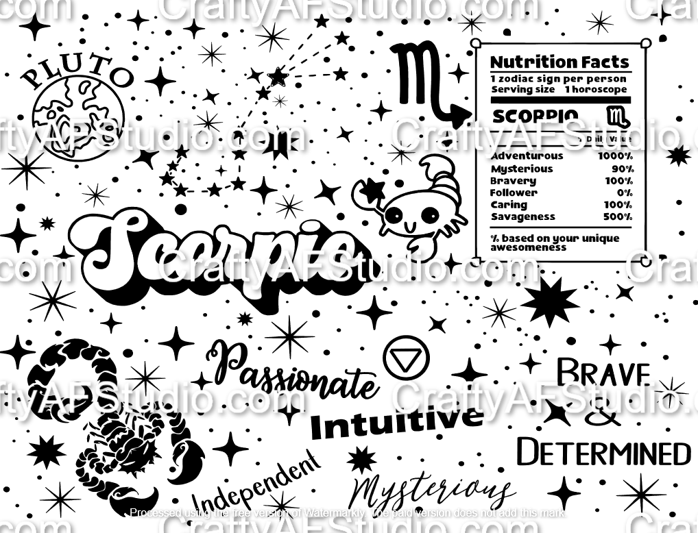 Scorpio Zodiac Astrological themed laser engraved digital file svg - Snarky zodiac - nutrition zodiac - zodiac traits - digital download svg