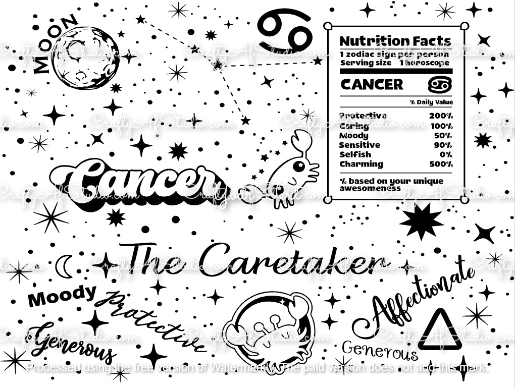 Cancer Zodiac Astrological signs series SVG for 40oz tumbler - Digital File Svg - The Caretaker