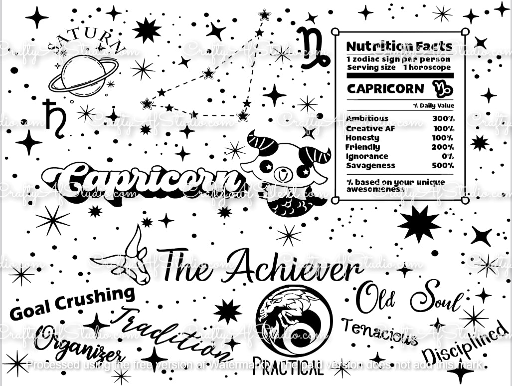 Capricorn Zodiac Astrological signs series SVG for 40oz tumbler - Digital File Svg - The Achiever