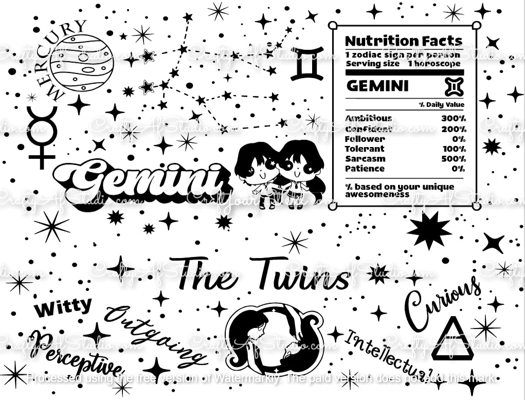 Gemini Zodiac Astrological signs series SVG for 40oz tumbler - Digital File Svg - The Twins
