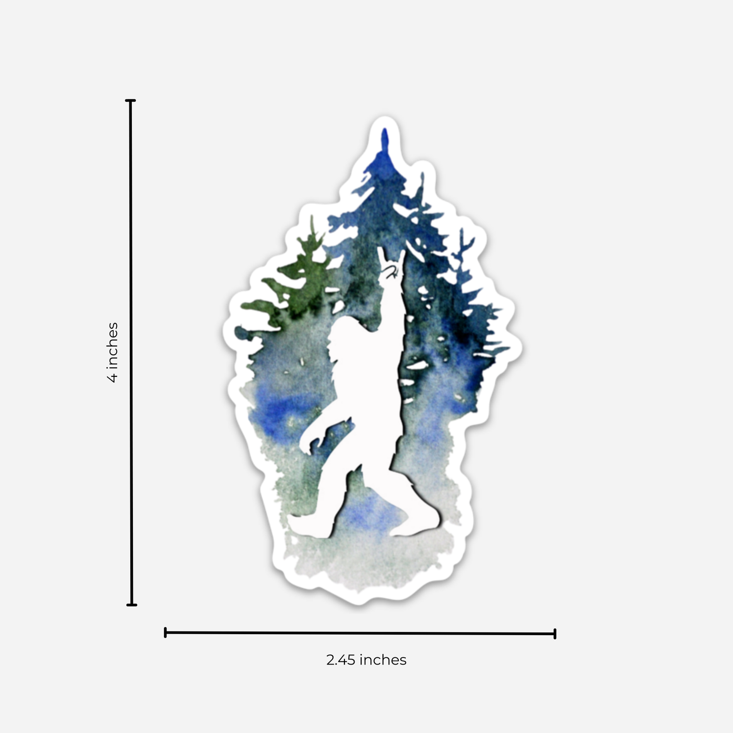 Big Foot Decal, Sasquatch Watercolor Sticker