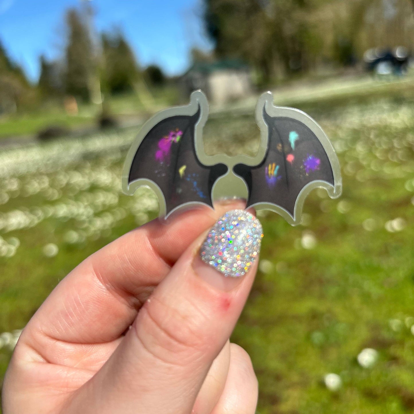 Clear Paint Splattered Wings 2-inch Sticker