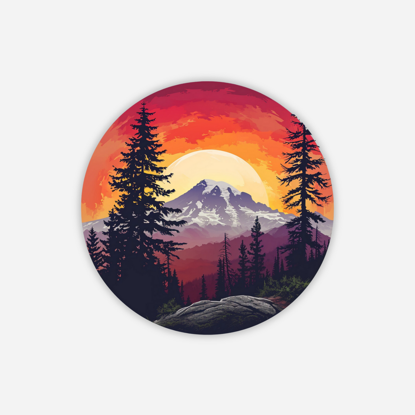 Mount Rainier Sunset Sticker, PNW Landscape Vinyl Decal