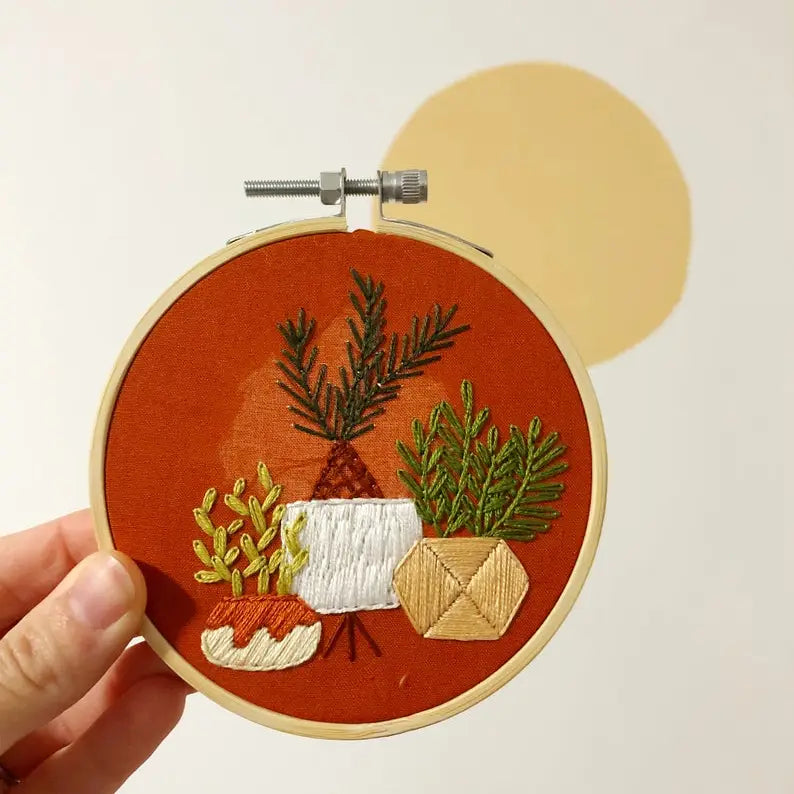 Happy Houseplants Trio Embroidery Kit