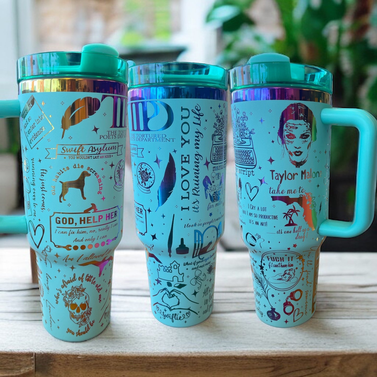 Taylor Tortured Poets Era laser Engraved Tumbler 40oz handle with Straw - NSFW