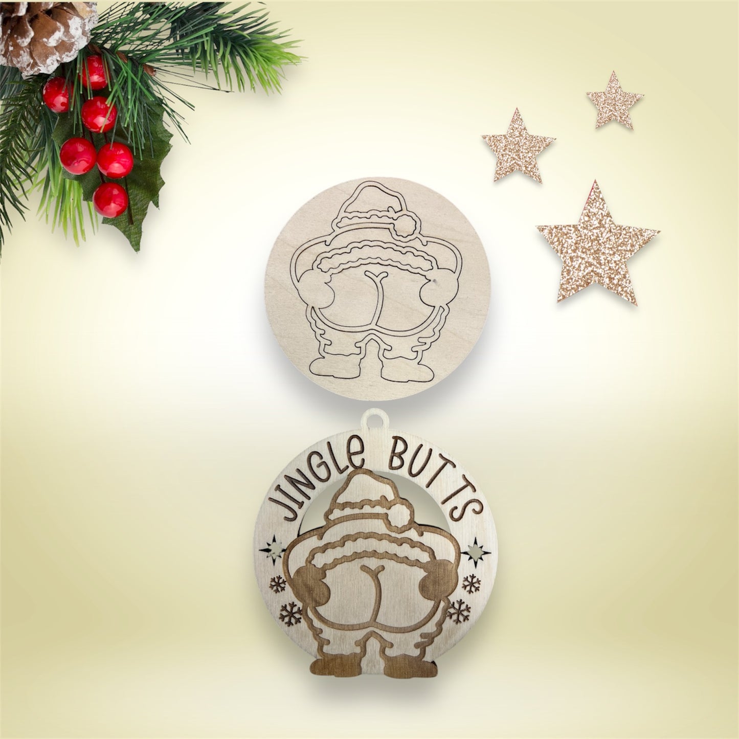 Jingle Butts - Santa Ornament