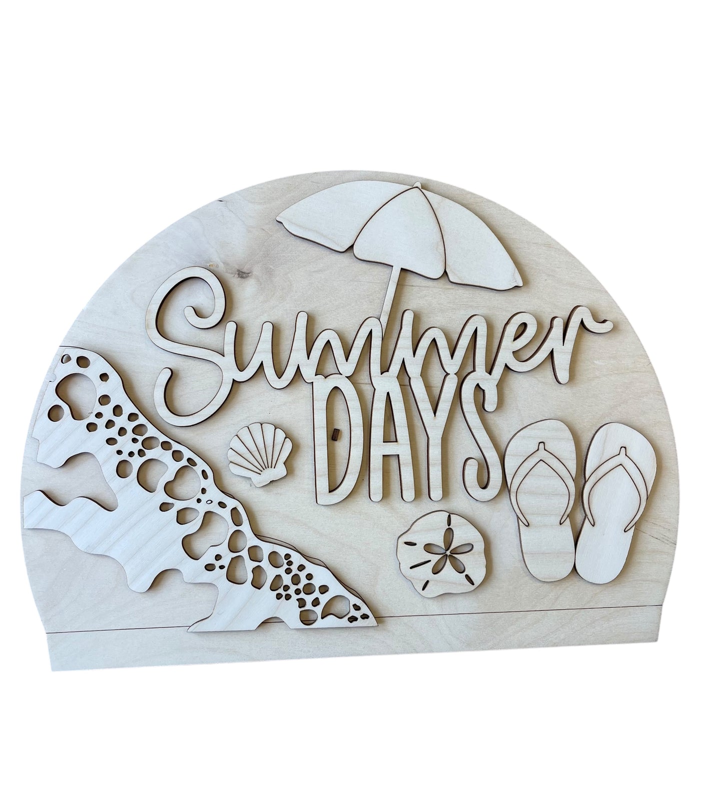 Summer days interchangeable insert for round door hanger or crate display-ready to paint-layered