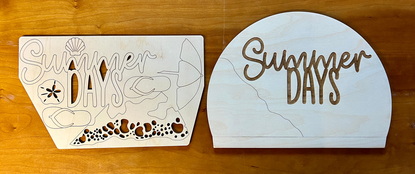 Summer days interchangeable insert for round door hanger or crate display-ready to paint