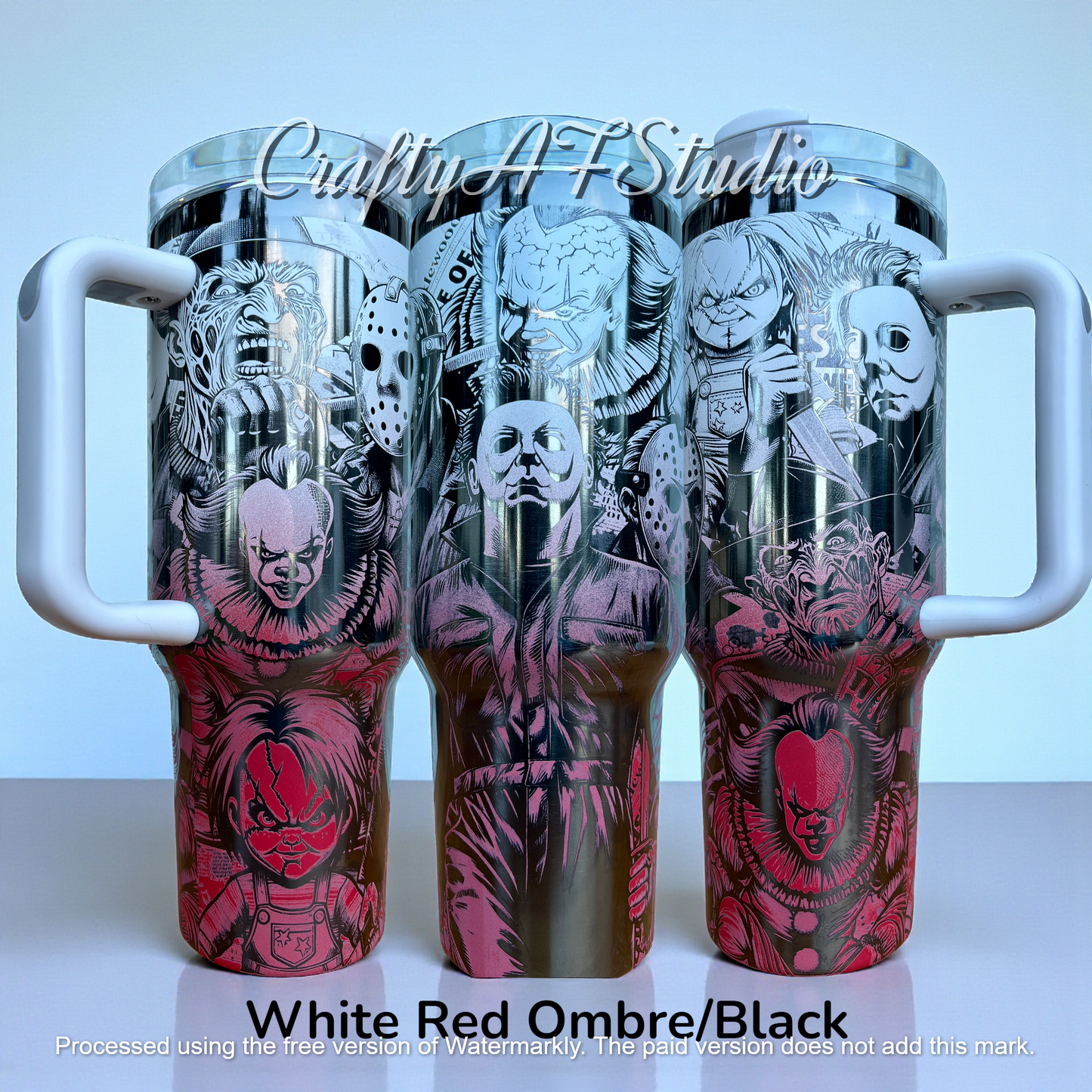 40oz Horror Movie Slasher Un-Alivers full wrap Collage laser engraved Tumbler